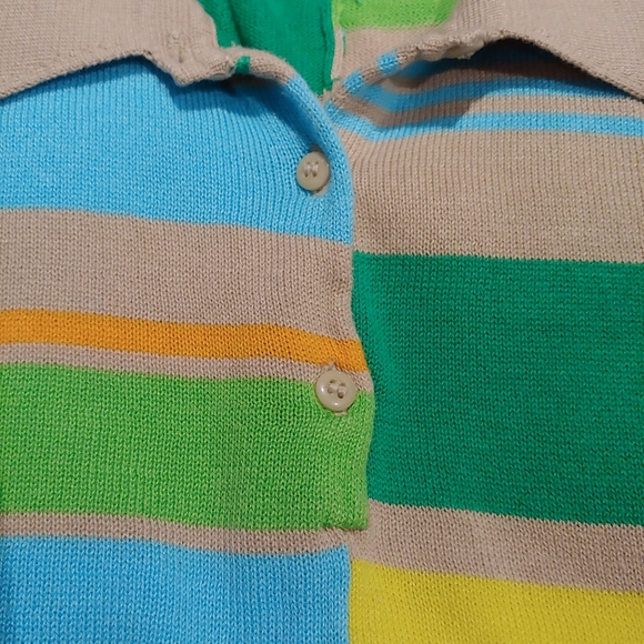 Liz Claiborne Golf Cotton Knit Polo Tank Top Sleeveless Multicolor Stripe Size M - Picture 9 of 12